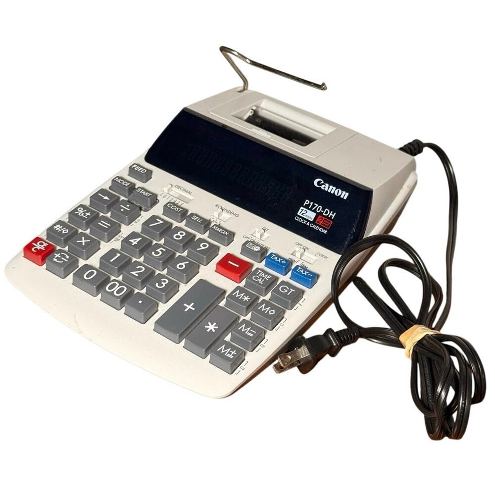 Canon P170-DH-3 12 Digit Desktop Printing Calculator 10-Key Powers On Read